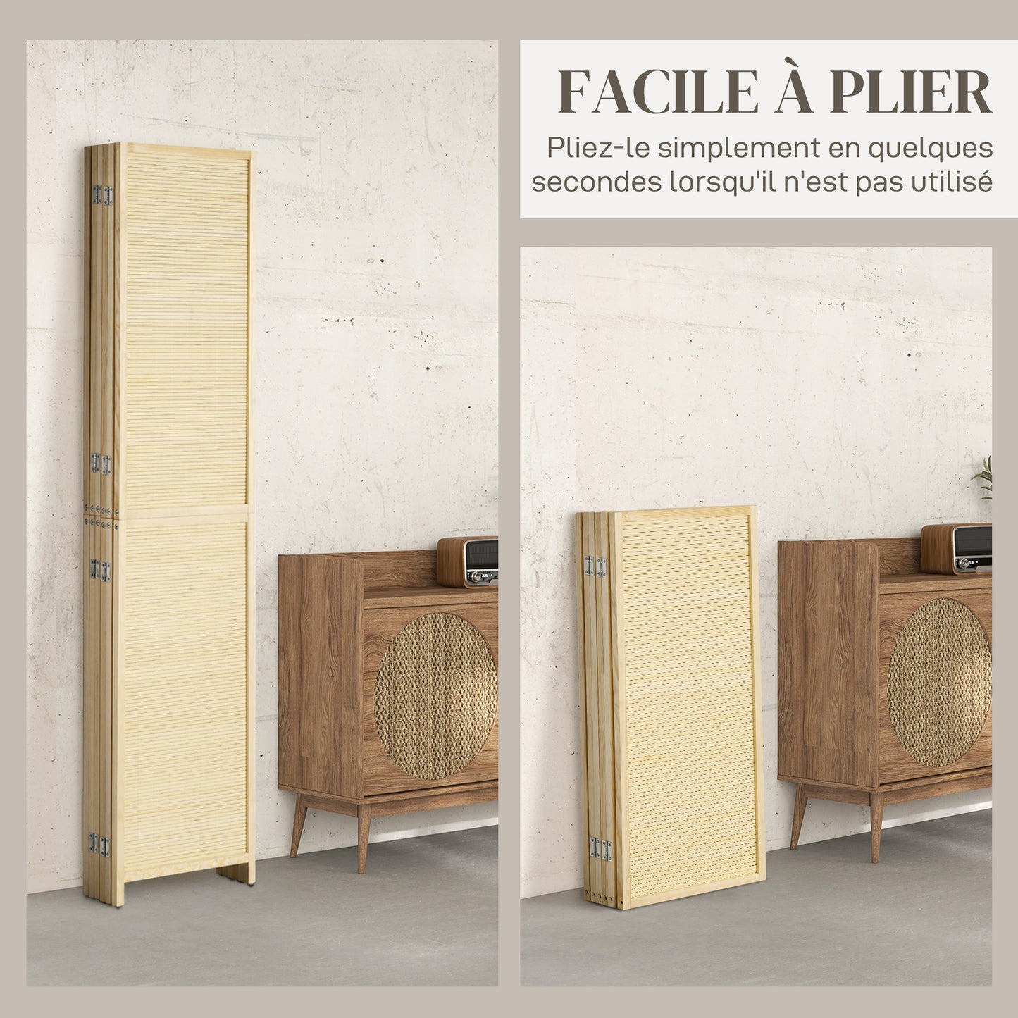 Kamerscherm – Kamerverdeling – Roomdivider – Scheidingswand – Kamerscherm bamboe – 6 Panelen – 270x180 cm – Lichtgewicht & Natuurlijk materiaal
