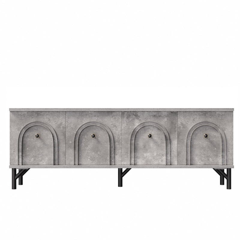 TV-meubel – Tv-kast – Mediameubel – Dressoir – 4-Deurs Kasten – Modern Grijs – 160 cm Breed – Soft-Close Deuren – Geïntegreerd Kabelmanagement