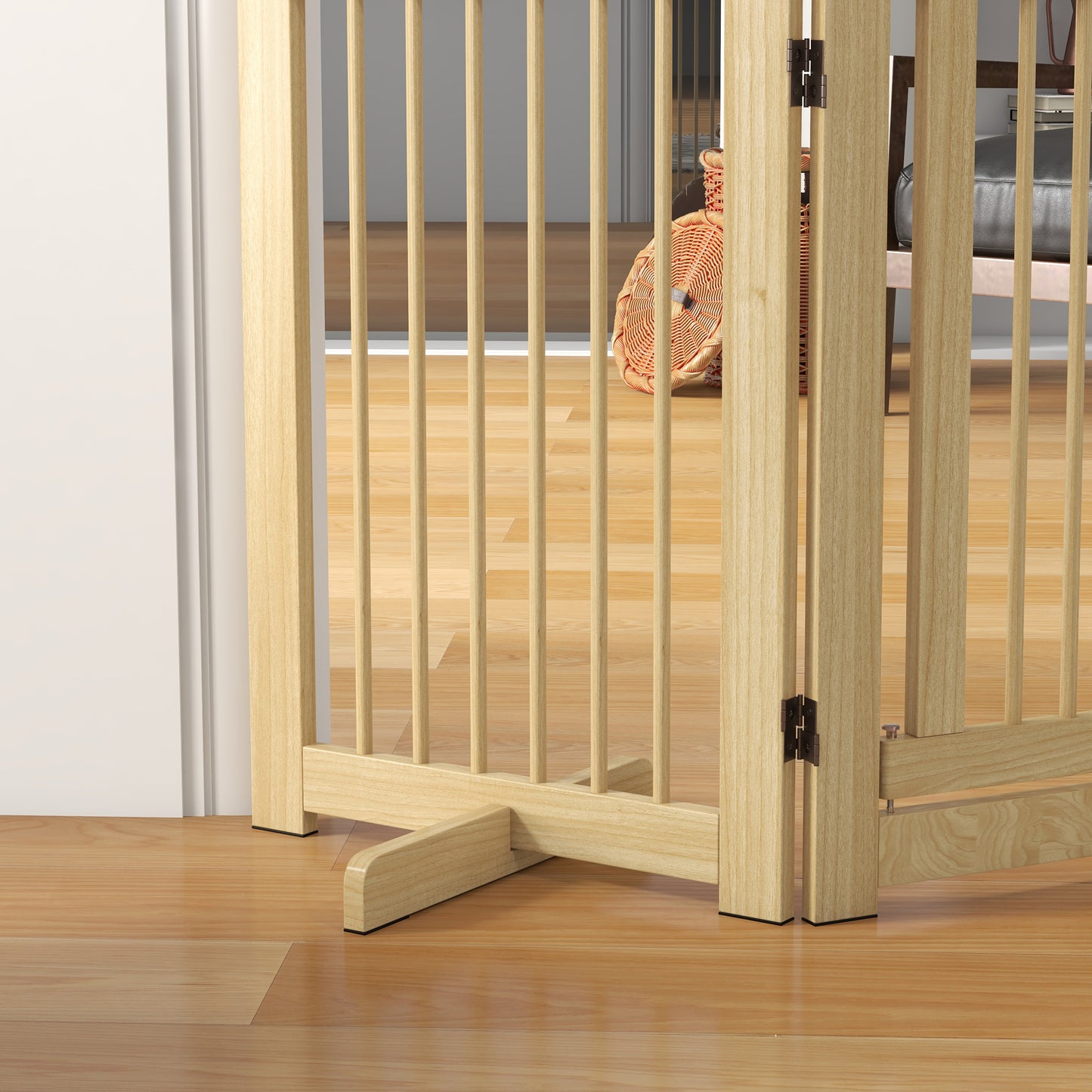 Houten Hondenren – Hondenhek – Hondenplaat – Huisdierenren – Speelren – Natuurlijk Massief Dennenhout – Flexibel 4 Panelen 204x36x75 cm