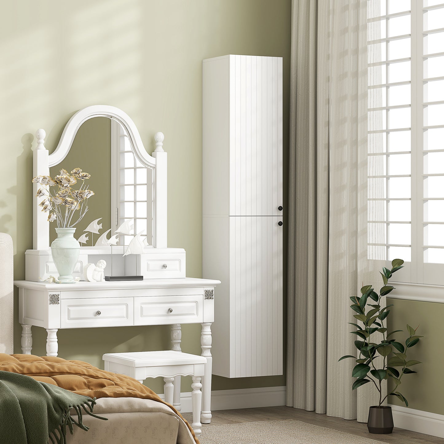 Wandkast Badkamer – Opbergkast – Toiletkast – Muurkast – Badkamerrek – Wit Gelakt – 6 Ruime Planken – Compact & Waterafstotend