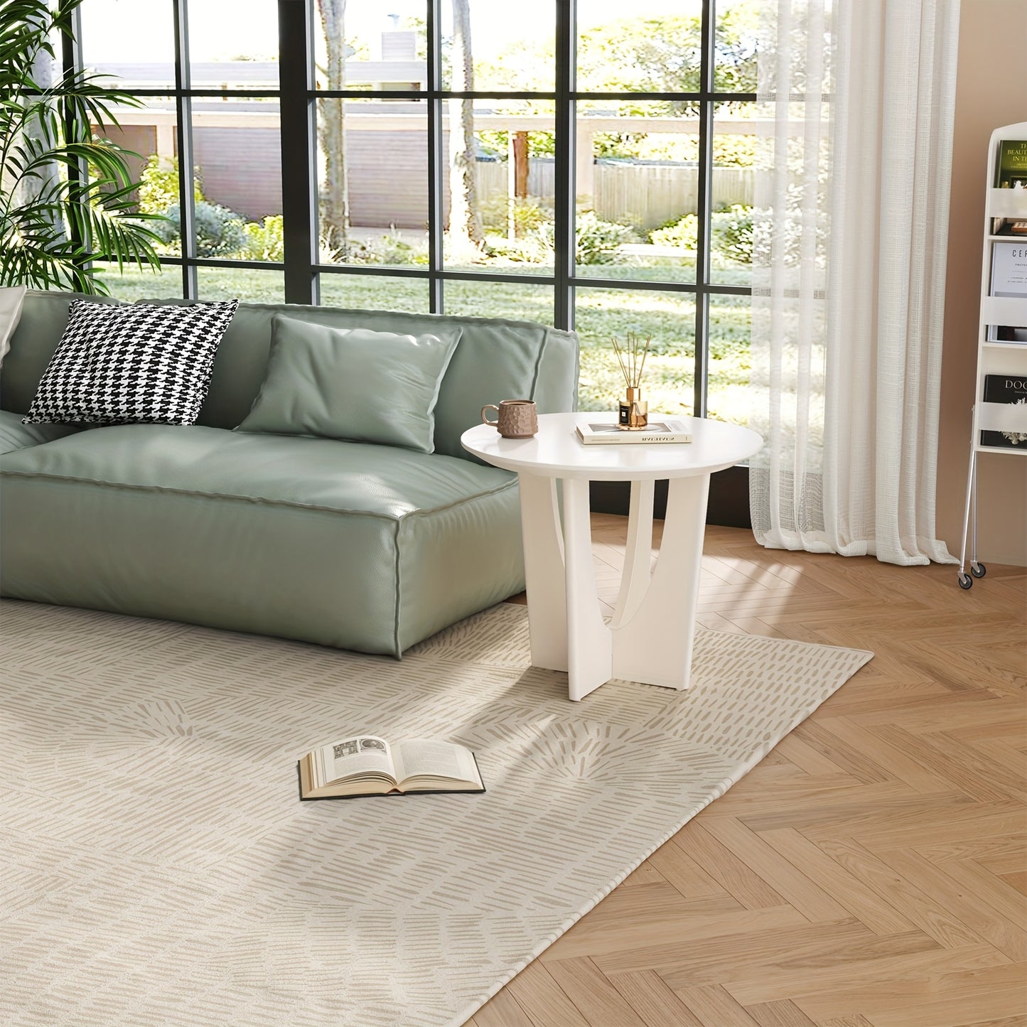 Bijzettafel – Nachtkastje – Side Table – Slede Tafel – Houten Tafeltje – Melkwit – Compact Formaat – Stevige Constructie