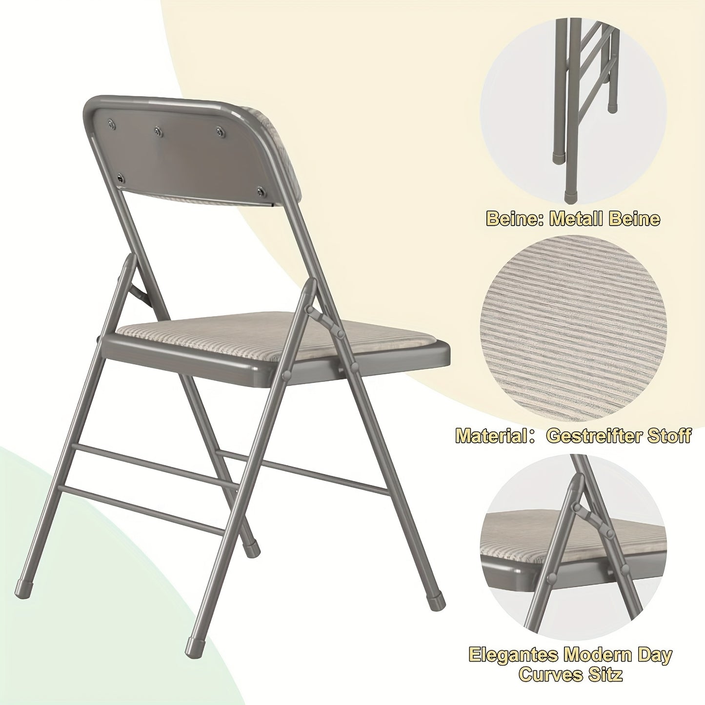 Set van 2 Opvouwbare Conferentiestoelen – Eetkamerstoelen van Comfortabele Stof met Stalen Frame – Stevige Opvouwbare Stoelen voor Binnen en Buiten, Bruin, 45x48x78 cm