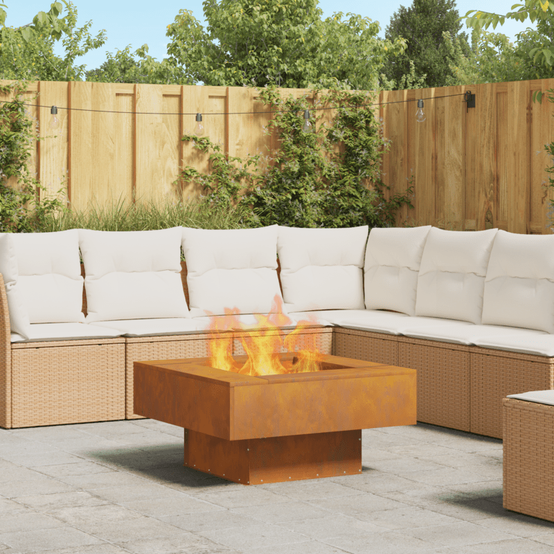Vuurschaal – Vuurkorf – Tuinhaard – Sfeerhaard – Terrasverwarmer – Vierkant Design – 80x80x40 cm Cortenstaal – Ingebouwd Ontstekingssysteem
