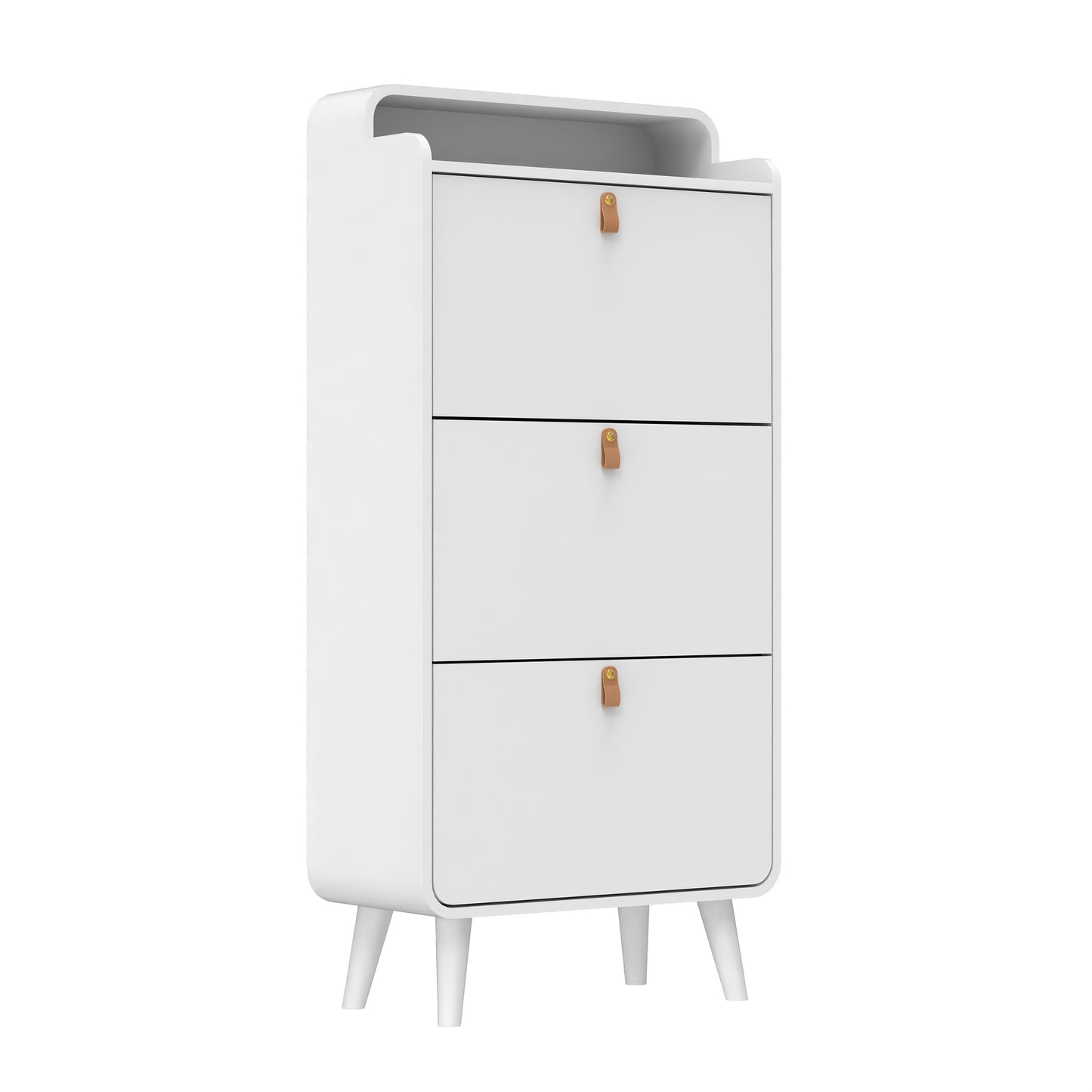 Schoenenkast – Schoenenrek – Schoenopberger – Schoenenkast – Schoenendisplay – Wit Metaal – 3 Inklapbare Lades – Ruimtebesparend Smal Design