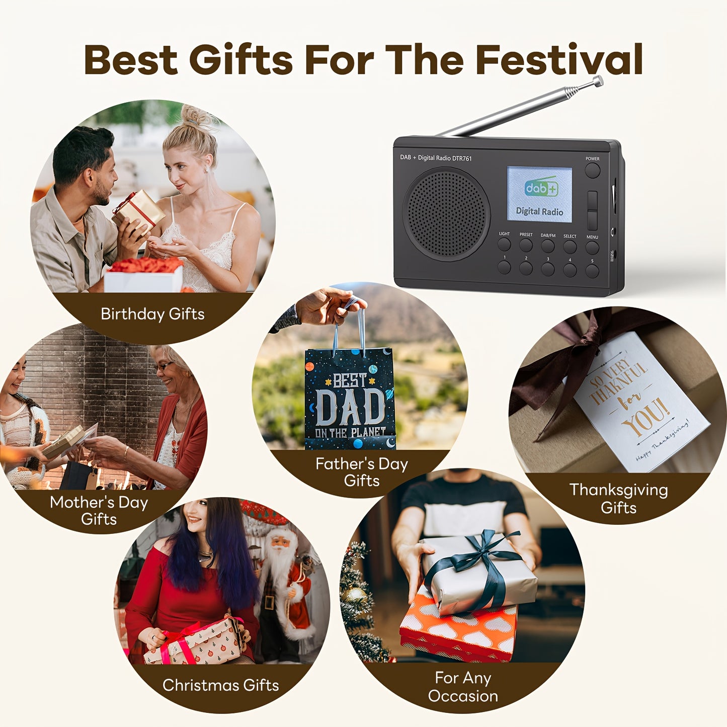 Portable FM/DAB Radio, Shortwave Radio With 40 Presets, LED Light, LCD Display, Strong Reception Battery Operated By 3AA Batteries Or AC Power, Big Speaker, Earphone Jack For Gift, Elder, Home