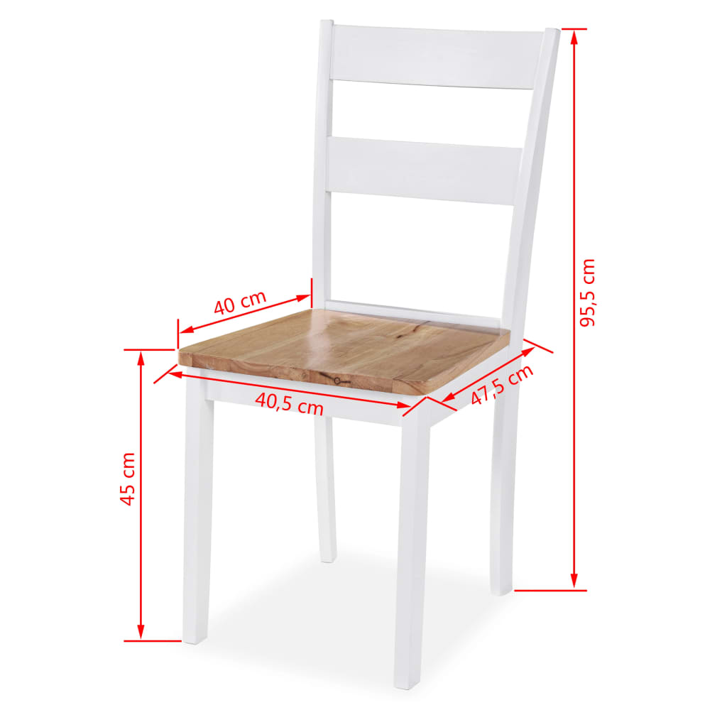 Tuinset – Eettafelset – Diningset – Bistroset – Set van 4 – Zitgroep – MDF Tafelblad – Inklapbare Zijpanelen – Wit/Bruin