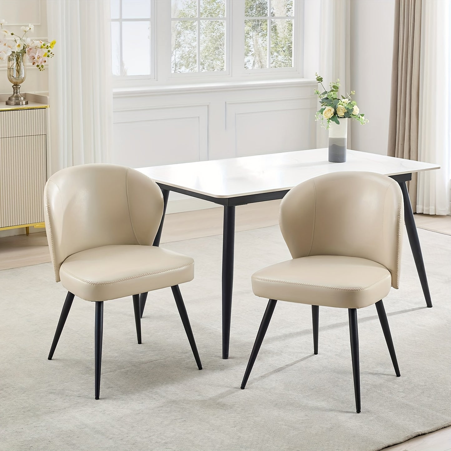 Eetkamerstoel – Stoel – Kuipstoel – Keukenstoel – Woonkamerstoel – Set van 2 – Ergonomische Kussens – Stalen Poten 120kg Draagvermogen