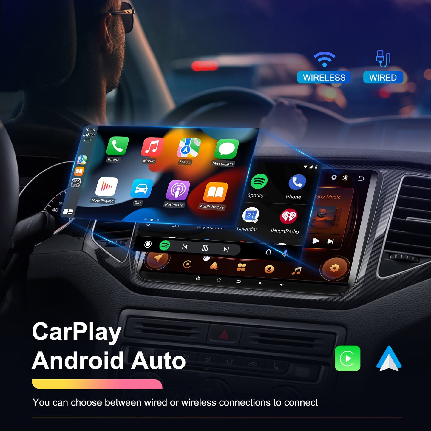 9-inch Autoradio – Android Auto Radio – GPS Navigatie – Double DIN Radio – 9 Inch Touchscreen – Android 13 Systeem – Draadloze CarPlay – Achteruitrijcamera & SWC Ondersteuning