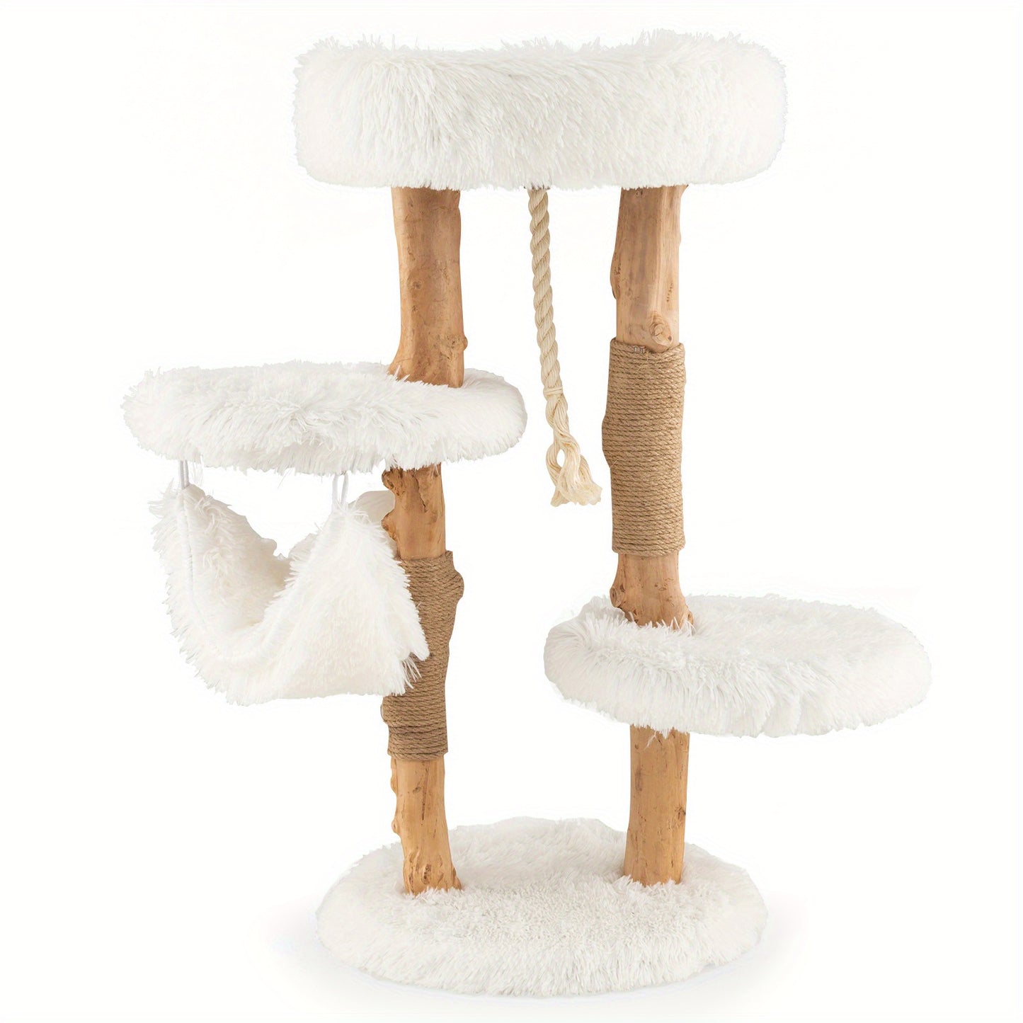 Kattenboom – Krabpaal – Klimmeubel – Kattenmeubel – Kattenligplek – Massief Perenhout – Jute Krabpalen – Meerdere Niveaus – Zacht Kussen – Natuurlijk Design
