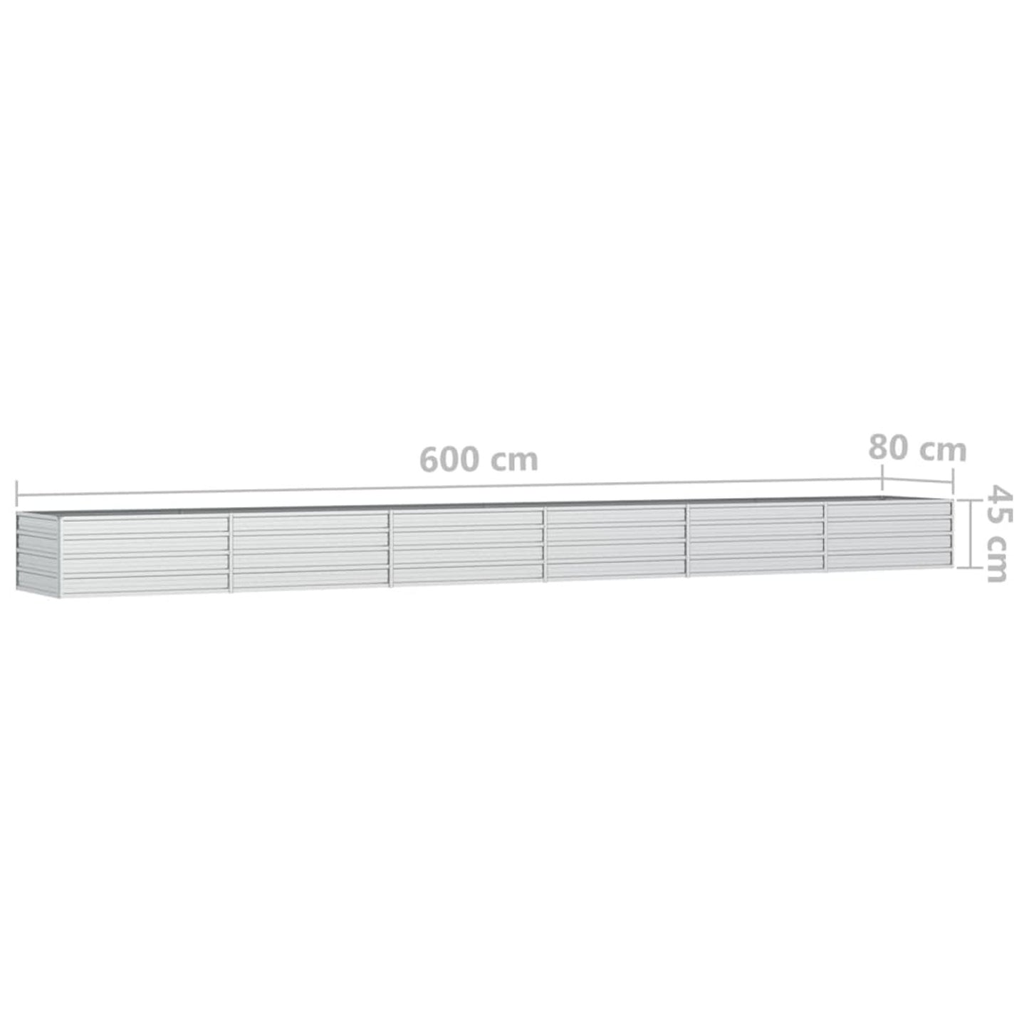 Verhoogd Plantenbed – Moestuinbak – Kruidenbak – Bloembak – Tuinbak – Verzinkt Staal – Weerbestendig – 600x80x45 cm – Comfortabel Rechtop Tuinieren