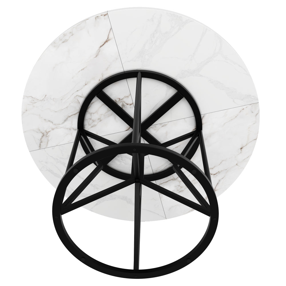 Ronde Eettafel – Eettafel Rond – Keukentafel – Salontafel Rond – Tafel 100x100x76 cm – Metalen Poten – Geschikt Voor 4-6 Personen