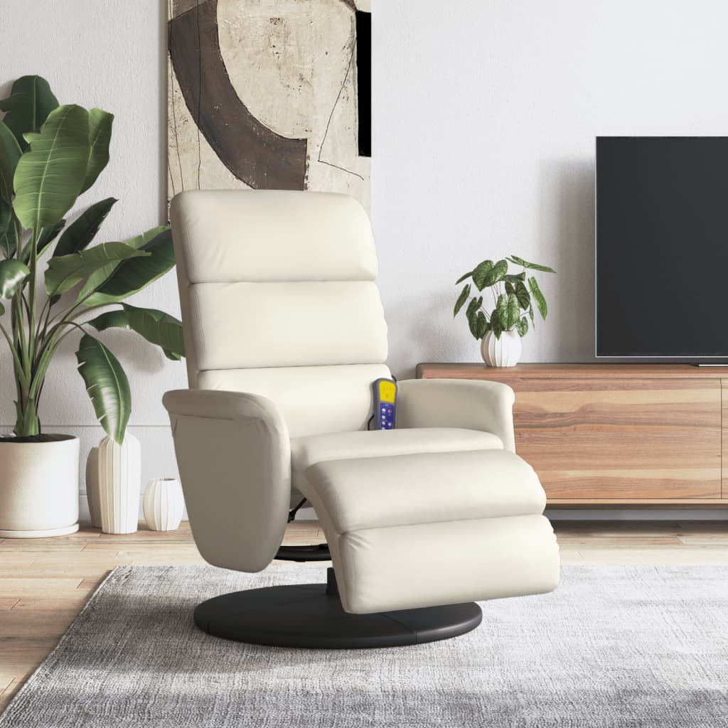 Tuinstoel – Fauteuil – Relaxstoel – Loungestoel – Verstelbare Stoel – Crème Kunstleder – 360 Graden Draaibaar
