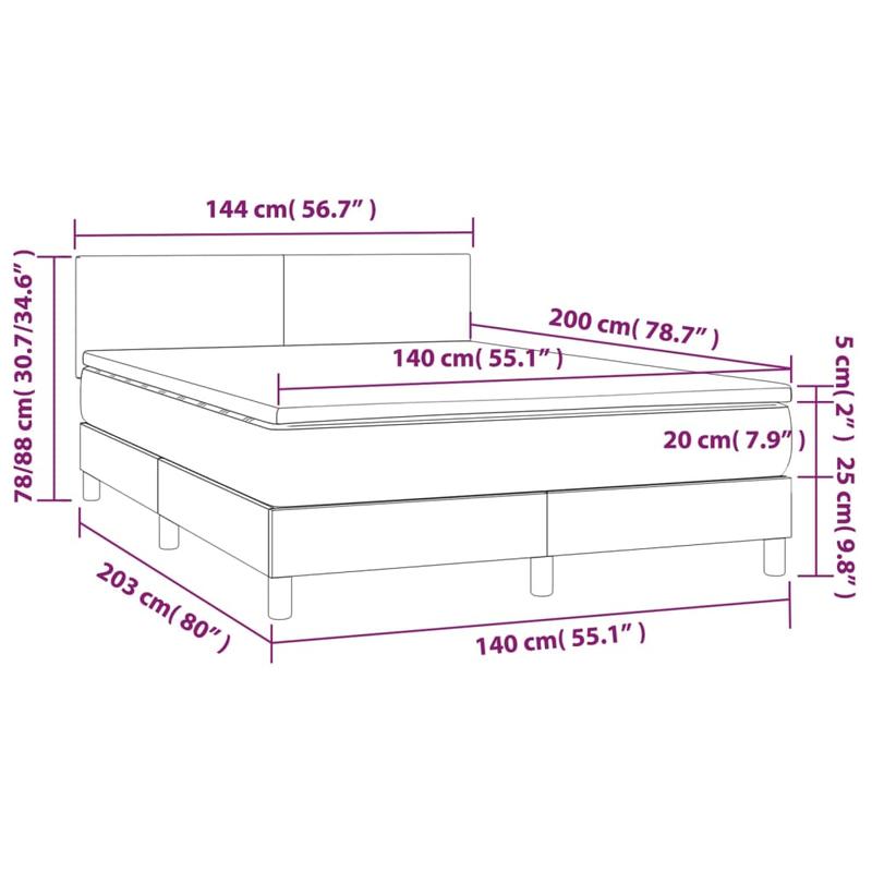 Boxspringbed – Boxspring – Bedden – Slaapbank – Bedframe – Lichtgrijs Fluwelen Bekleding – Stevig Hardhouten Frame – Brandwerende Onderlaag – 140x200 cm – Eenvoudige Montage