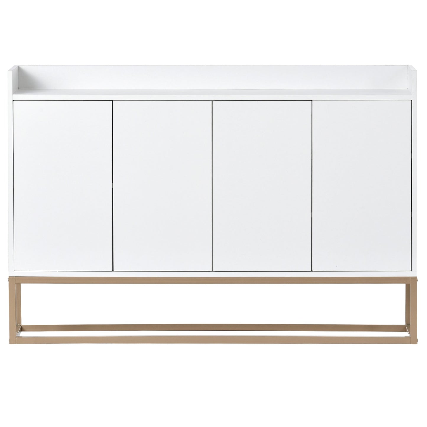 Dressoir – Kast – Sideboard – Buffetkast – Opbergkast – Wit 120x30x80 cm – Metalen Poot – Verstelbare Legplanken