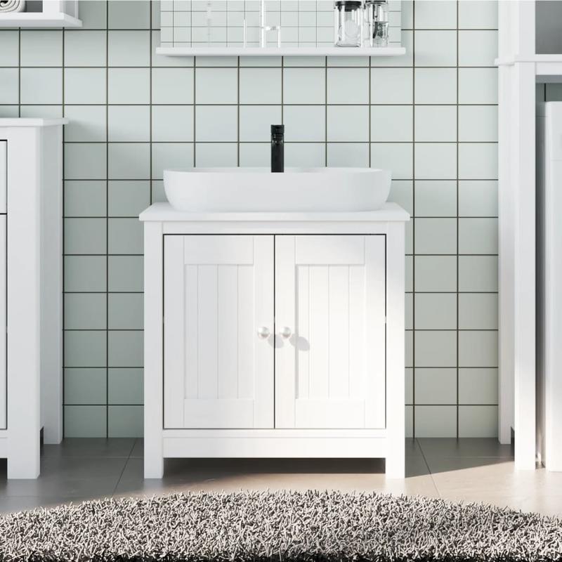 Wastafelmeubel – Badkamermeubel – Wastafelonderkast – Waskomkast – Onderbouwkast – Massief Grenenhout – Compact Ontwerp 60x34x59 cm – Wit