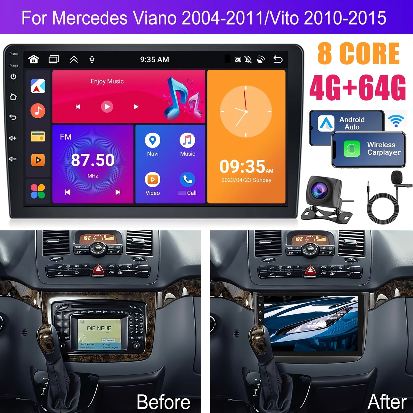 Autoradio – Car Stereo – Carplayer – Auto Radio – Multimedia Speler – 7 Inch Touchscreen – Draadloze Android Auto – Inclusief Achteruitrijcamera