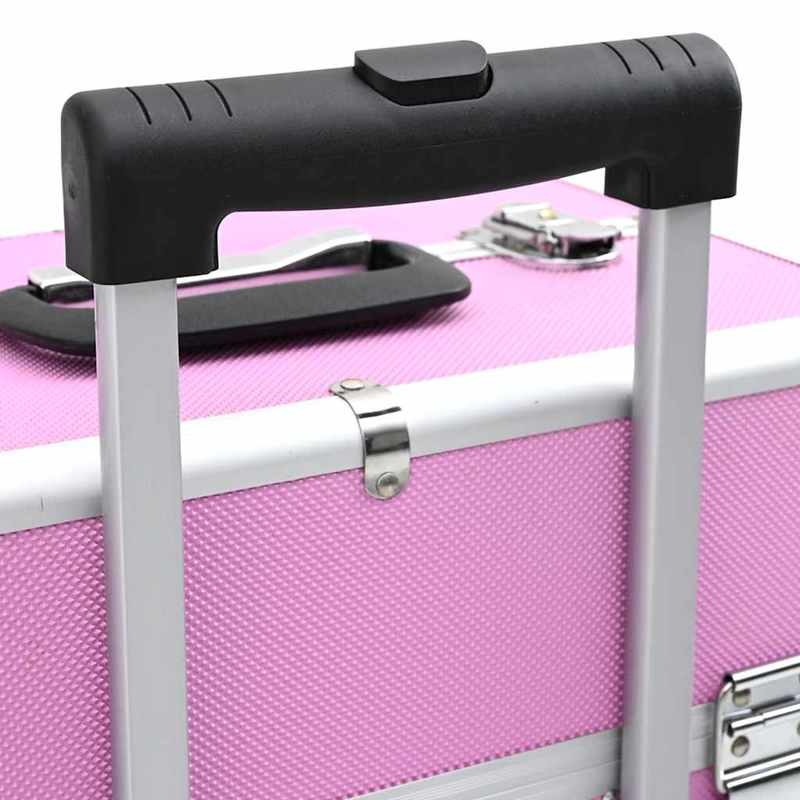 Make-up Organizer – Make-up Opberger – Cosmetica Opberger – Make-up Kast – Make-up Box – Roze Variant – Uitbreidbaar Met 4 Niveaus – Duurzame Aluminium Constructie Met Wieltjes