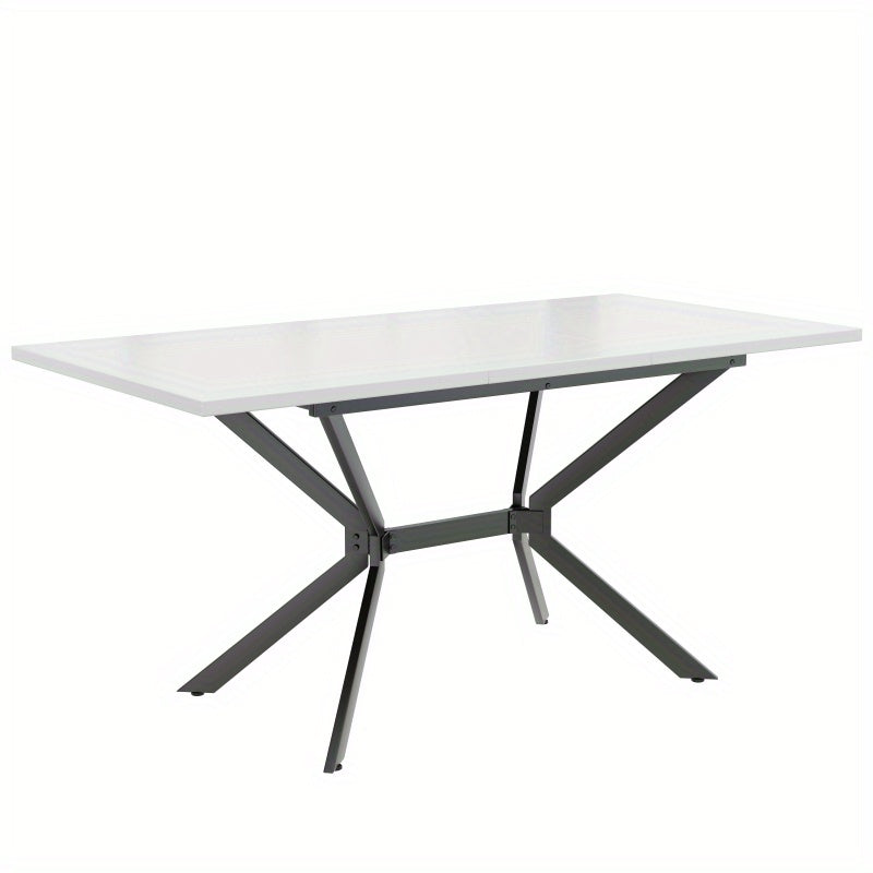Uitbreekbare Eettafel – Uitschuifbare Tafel – Verlengtafel – Flexibele Eettafel – Compacte Tafel – Wit Tafelblad Zwarte Poten – 120-160 cm Uitbreiding – Duurzaam MDF Metalen Onderstel