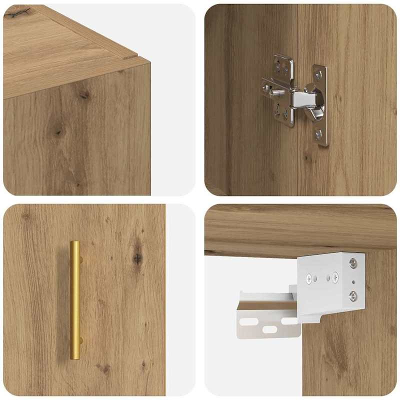 Wandkast – Muurkast – Opbergkast – Wandrek – Opbergmeubel – Bruin Eikenhout – Ruimtebesparend Design – Massief Eikenhout
