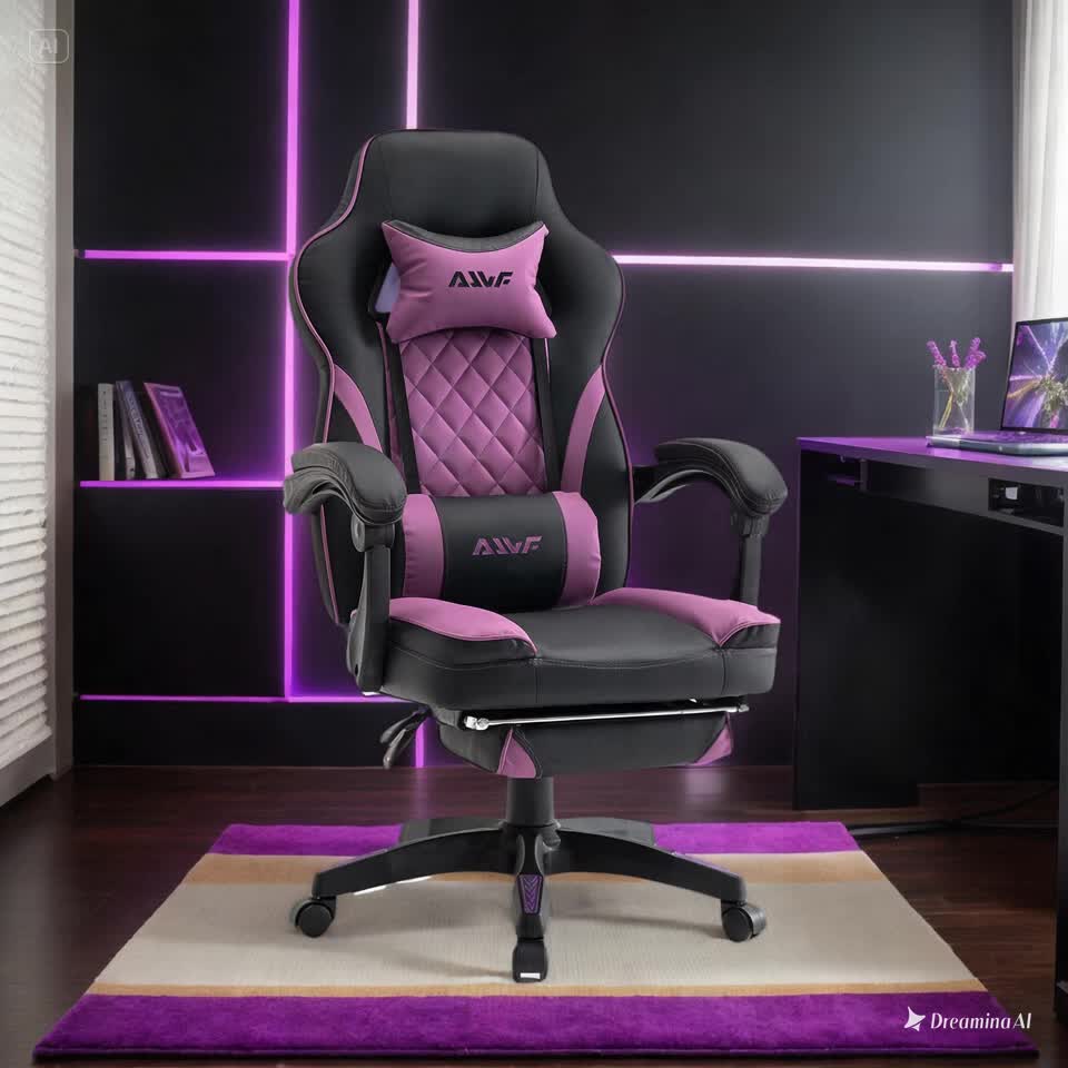 Gamingstoel – Gaming Chair – Bureaustoel – Draaistoel – Racestoel – Ergonomische Rugondersteuning – Verstelbare Hoogte & Kantelfunctie – Roze/Wit