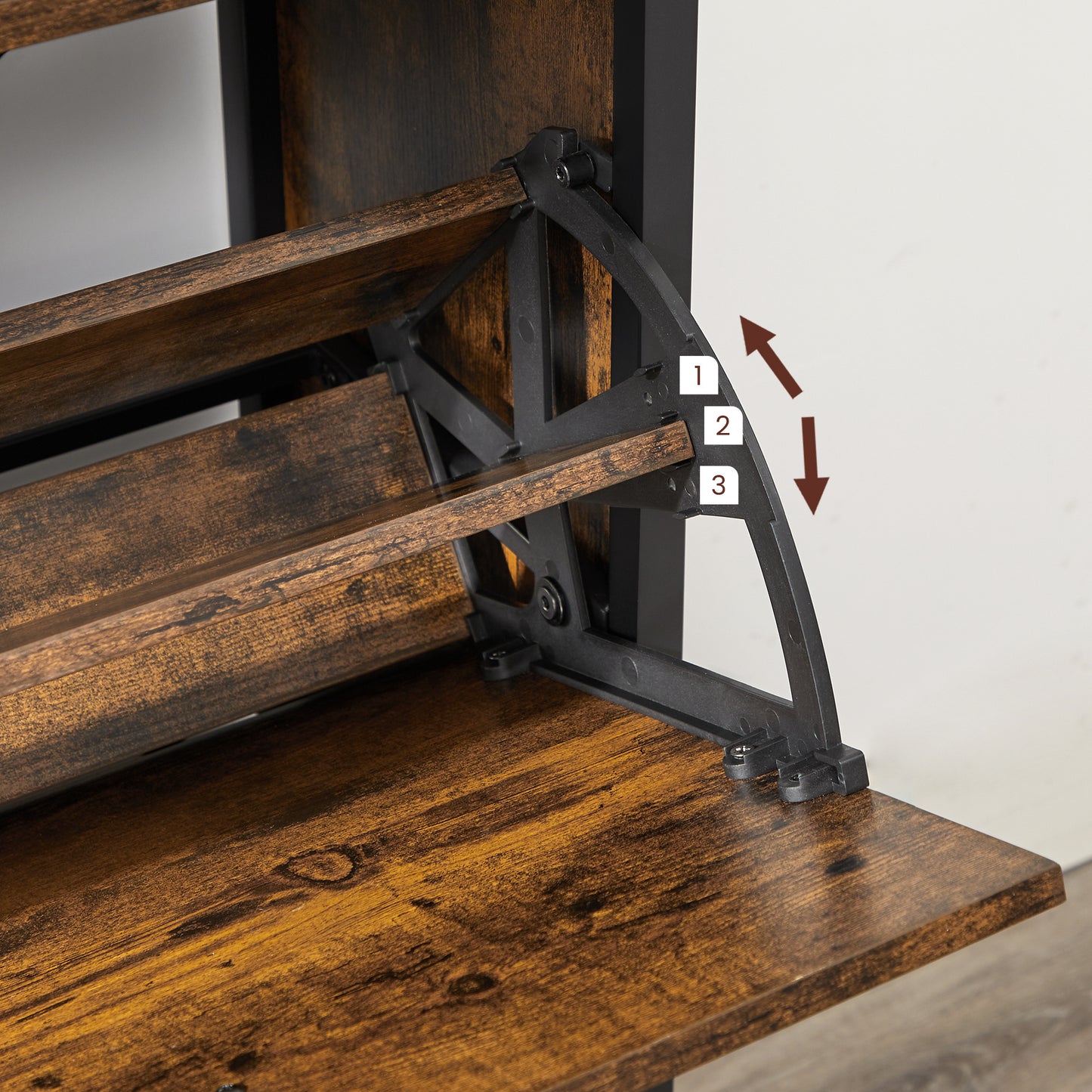 Schoenenkast – Schoenenopberger – Schoenenrek – Schoenencabinet – Halmeubel – Compact Design – Verstelbare Vakken – 80 x 30 x 130 cm – Rustiek Bruin Zwart