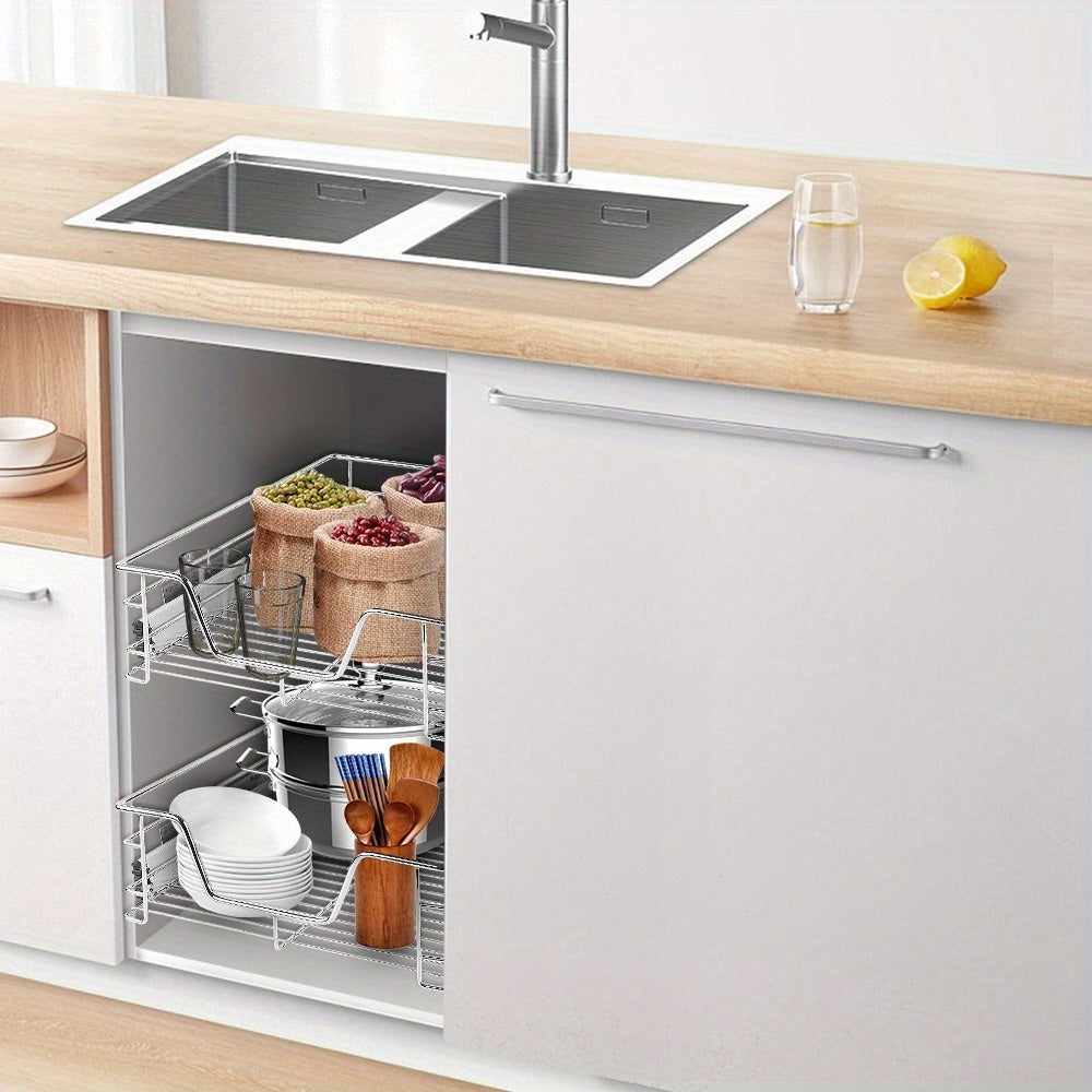 Ladeverdelersysteem – Lade Organizer – Uittrekbare Lade – Kast Organizer – Opbergmand – Verstelbare Hoogte 39/49 cm – Stevig Metaal Met Wit Coating