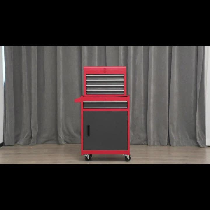 Werkplaatswagen – Gereedschapswagen – Gereedschapskast – Werkbank – Toolcart – 2-in-1 Afneembaar Ontwerp – 100 Kg Draagvermogen – Blauw – Verstelbare Plank – Vergrendelbaar