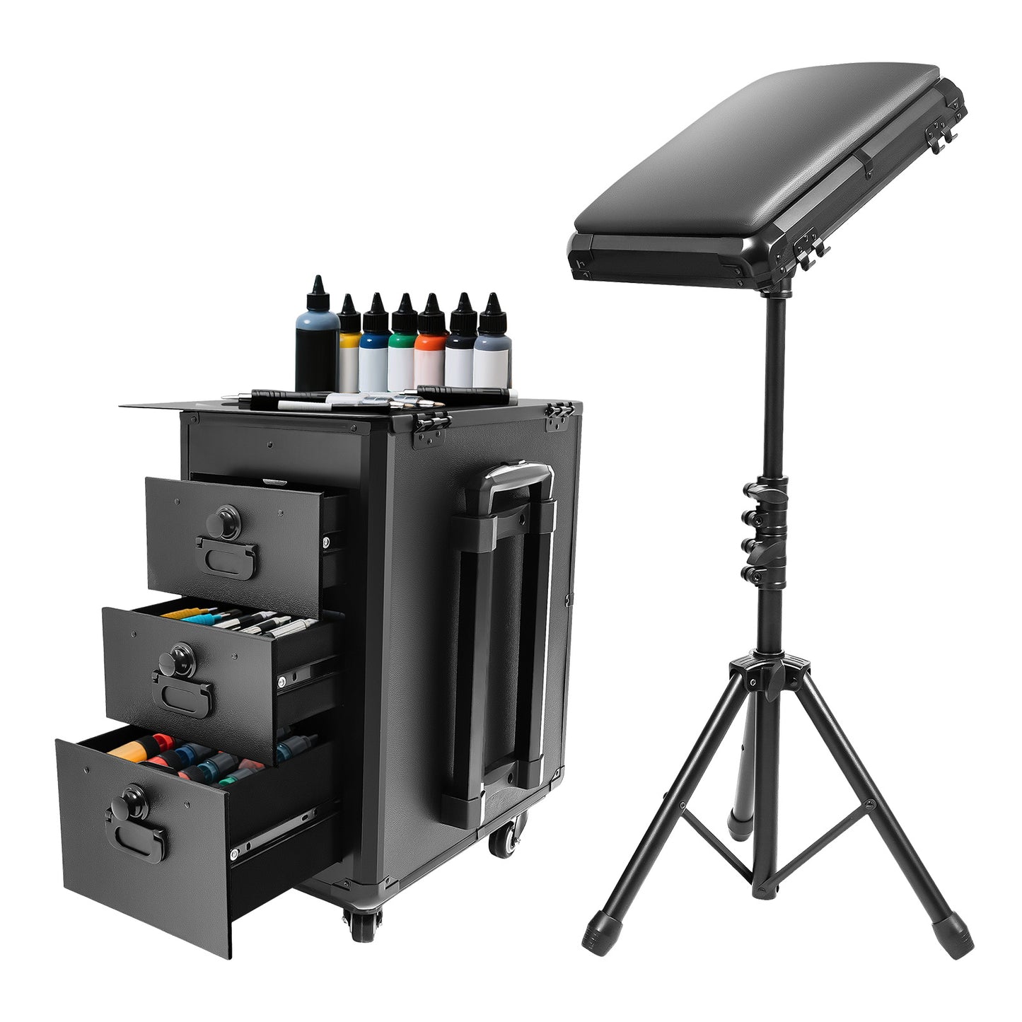 Rolling Makeup Case, Makeup Case with 4 Universal Wheels, Makeup Case with Combination Lock