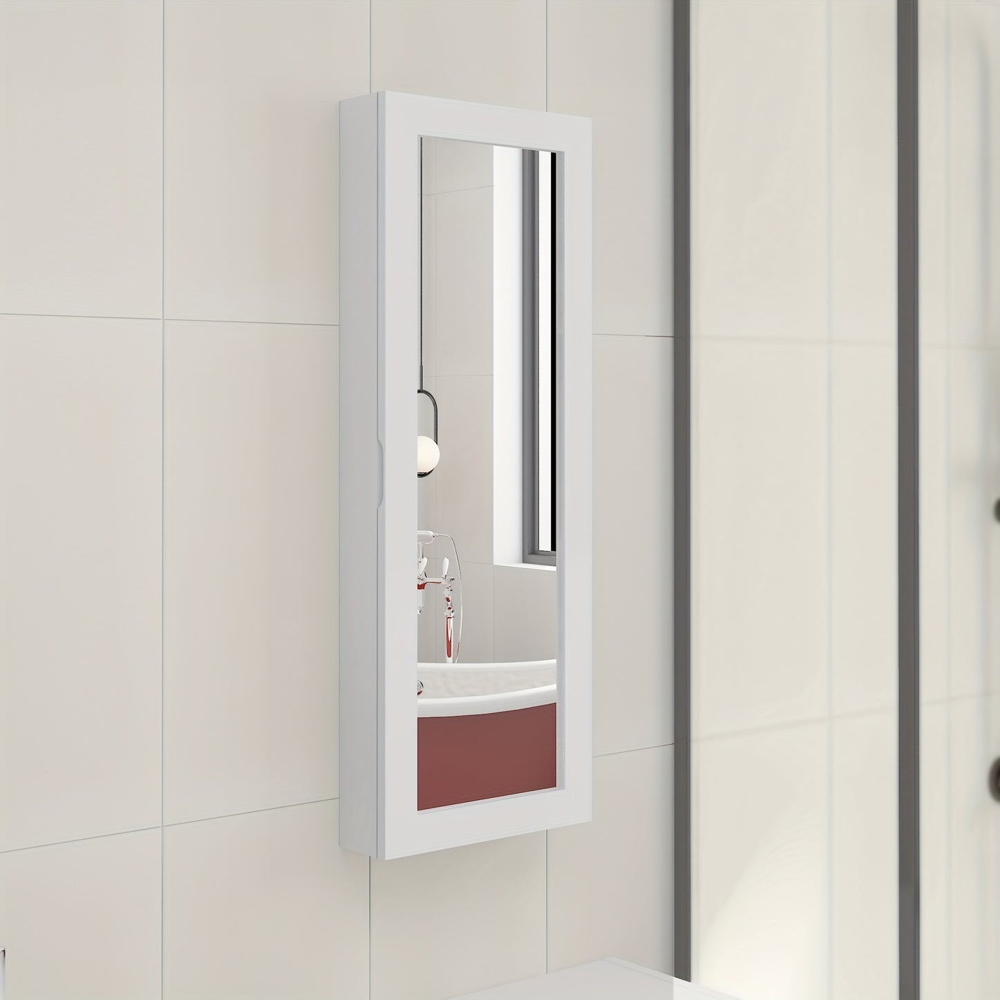 Strijkplankkast – Strijkbordkast – Inklapbare Strijkplank – Muurstrijkplank – Strijktafel – Wit Hout – 180° Draaibaar – Magnetische Deur Met Spiegel