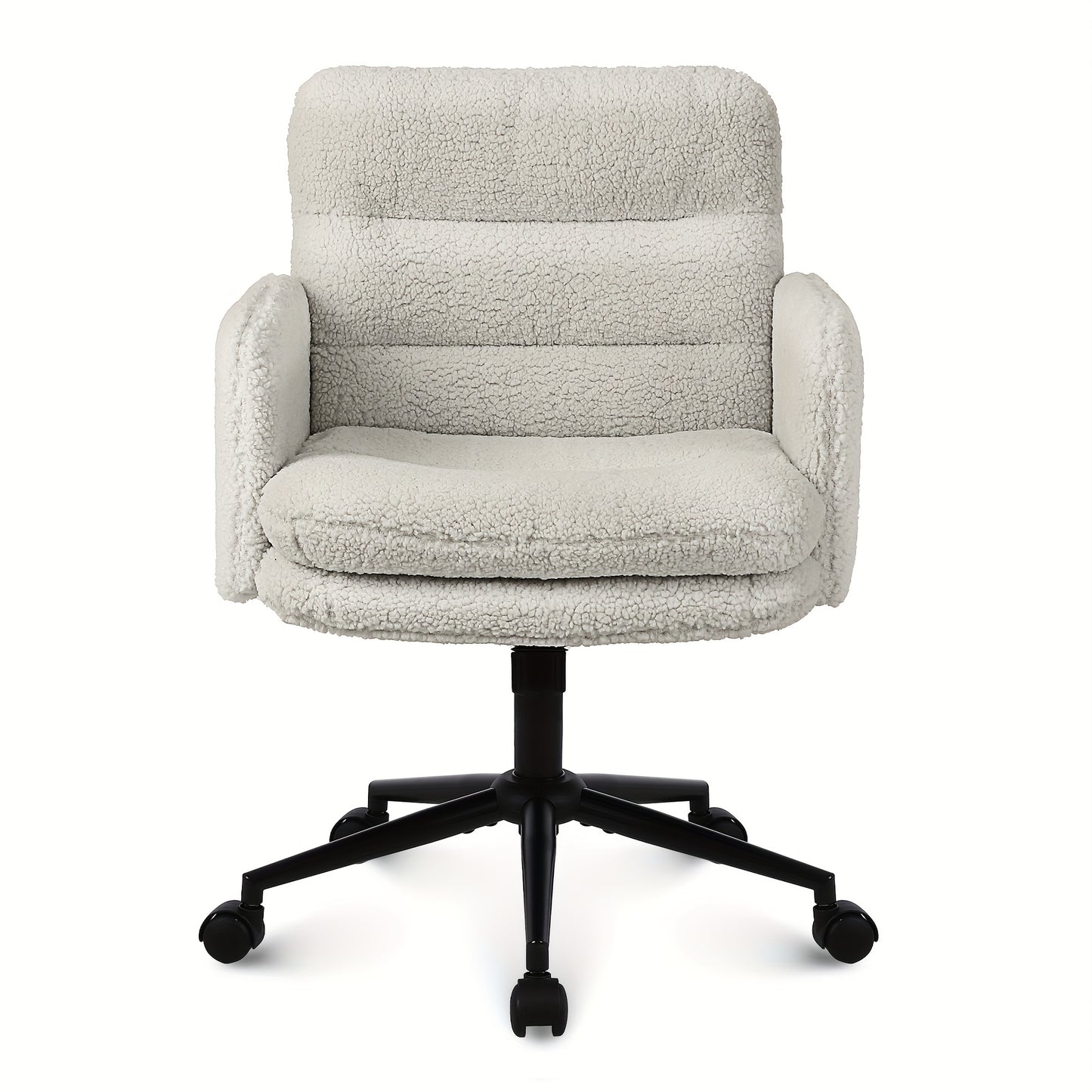 Youhauchair home office chair, 360° swivel, comfortable faux fur office chair, adjustable height, with backrest and armrests, suitable for bedroom computer desk, in beige/dark grey, Office Furniture, Chaise De Bureau Ergonom
