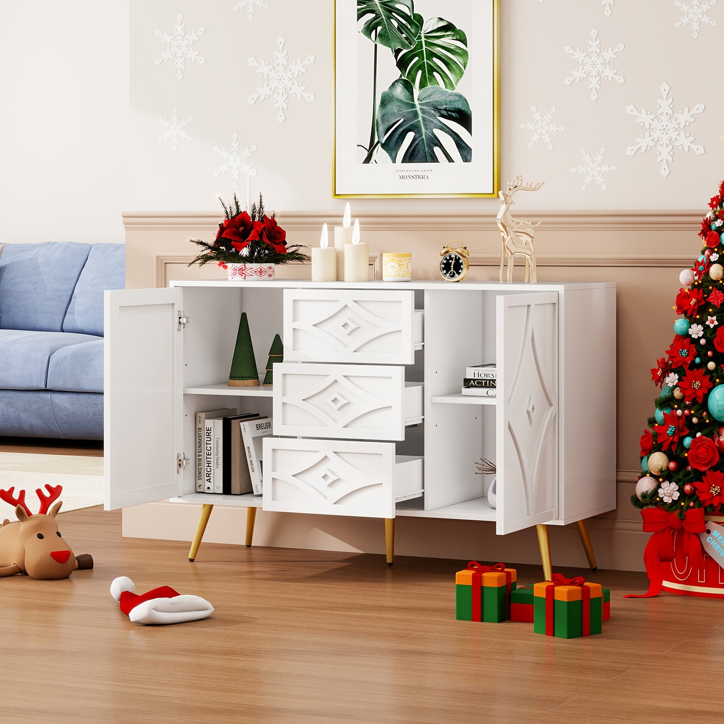 Opbergkast – Kast – Dressoir – Kledingkast – Opbergmeubel – Vrijstaand – Verstelbare Planken – Natuurlijk Bruin – 68 cm Hoog – 3,2+ Kubieke Voet Opbergruimte