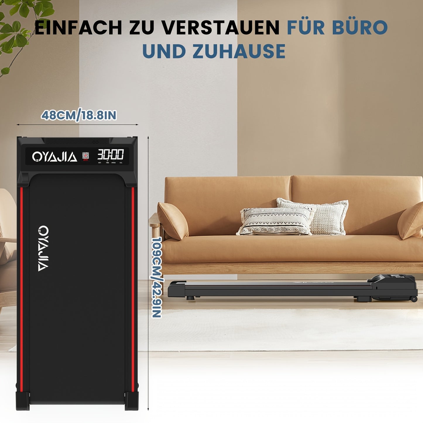 Loopband – Wandelband – Walking Pad – Hardloopband – Treadmill – Opvouwbaar Design – Afstandsbediening en Muziekfunctie – Groot LED Display 37,5x90 cm