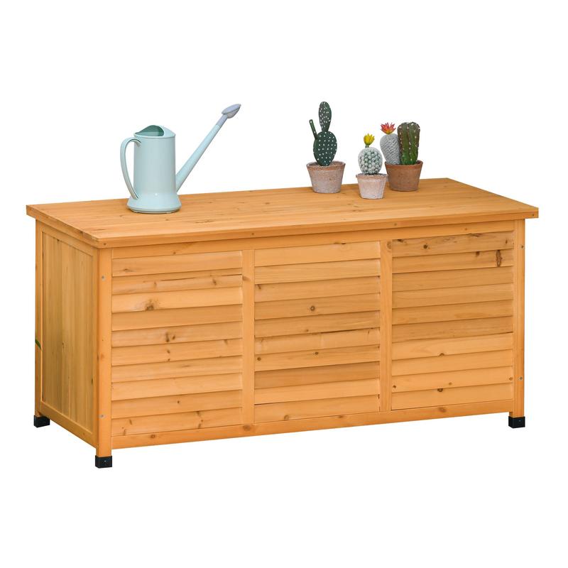 Large Outdoor Storage Box with Flip-Top Lid - Heavy-Duty Solid Wood Construction, All-Weather Garden trunk, Cushion, or Planters - for Patio, Garage, Living Room - Easy Assembly - 127x56x60cm (49.9x22x23.6in) - Ideal for Indo