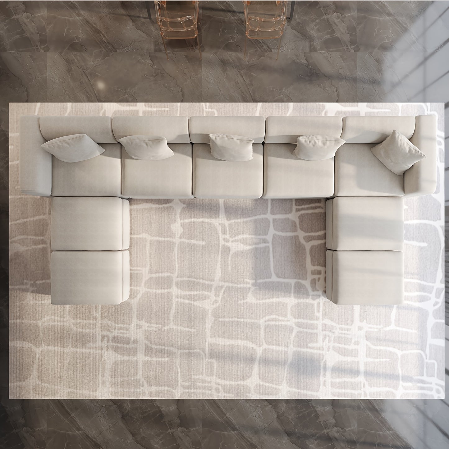 Moderne Modulaire Hoekbank – Sectional Bank – Zithoek – Loungebank – Modulaire Sofa – Beige Kleur – Royale Zitruimte – Eenvoudige Montage