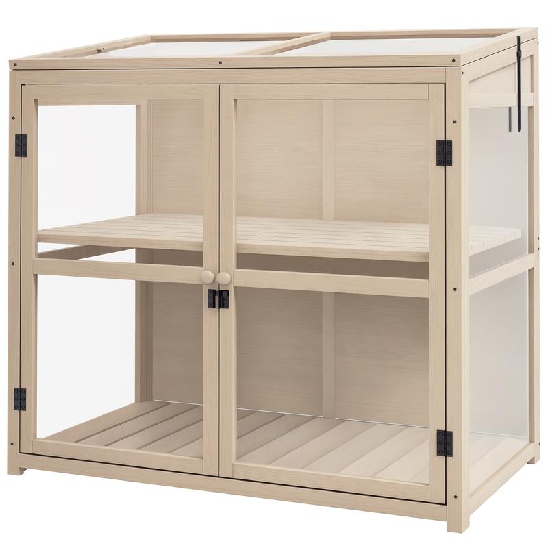 New Model Cold Frame Raised Bed Plant Bed, Weather-Resistant, 2 Levels, Spruce Wood, 103 X 61 X 103 Cm, Natural Greenhouse, Greenhouse For Garden, Green House, Greenhouse For Outside Heavy Duty, Greenhouse For Plants, Green H