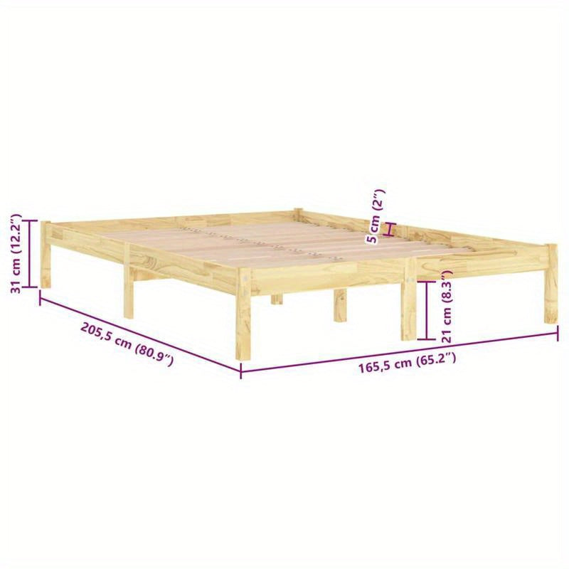 Bedframe Massief Houten Bedframe Slaapkamerbed Houten Ledikant Boxspringbed Brun – Massief Dennenhout – Geschikt Voor Matras 160 x 200 Cm