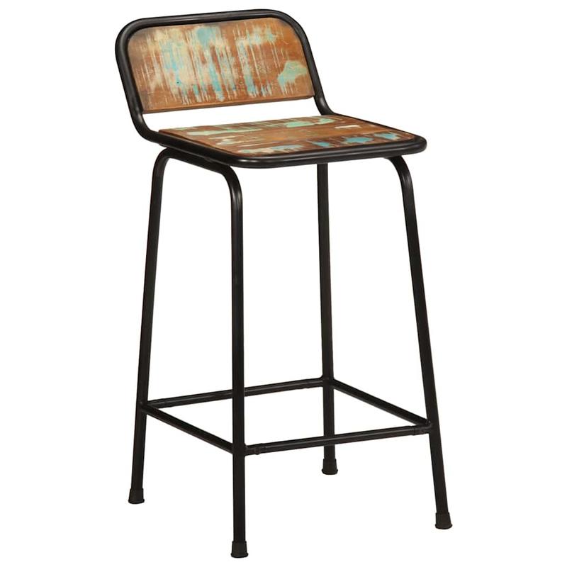 Bar stool 2pcs 46x35.5x80cm old wood solid wood, Dining Room Furniture, Contemporary Seating, Square Stool, Sturdy Craftsmanship, Counter Height Stool, Seating Furniture, Restaurant Owners