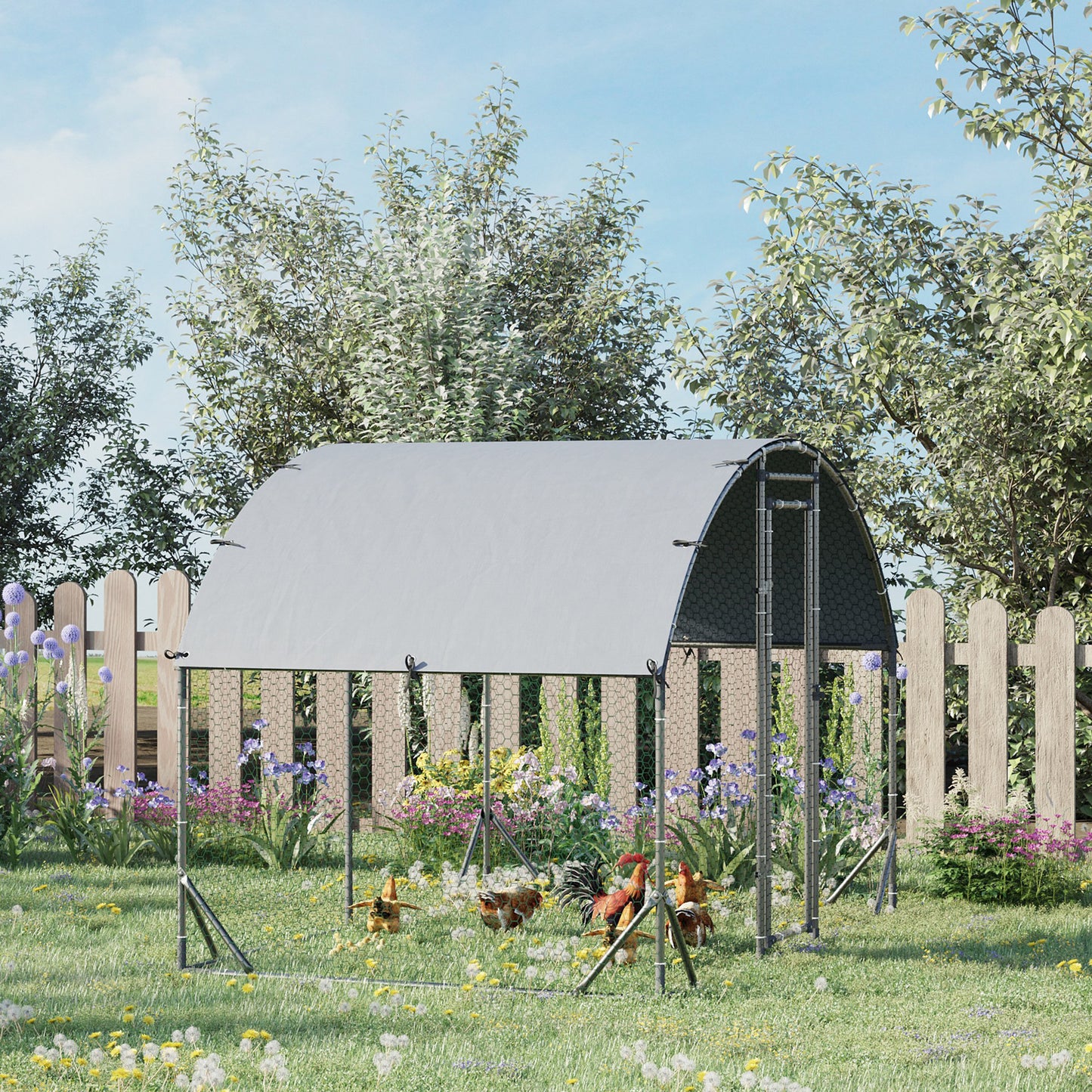 Dierenren – Kippenren – Buitenren – Konijnenren – Hondenren – Ruim 5,32 m² – Gegalvaniseerd Staal Met UV-bestendig Dak