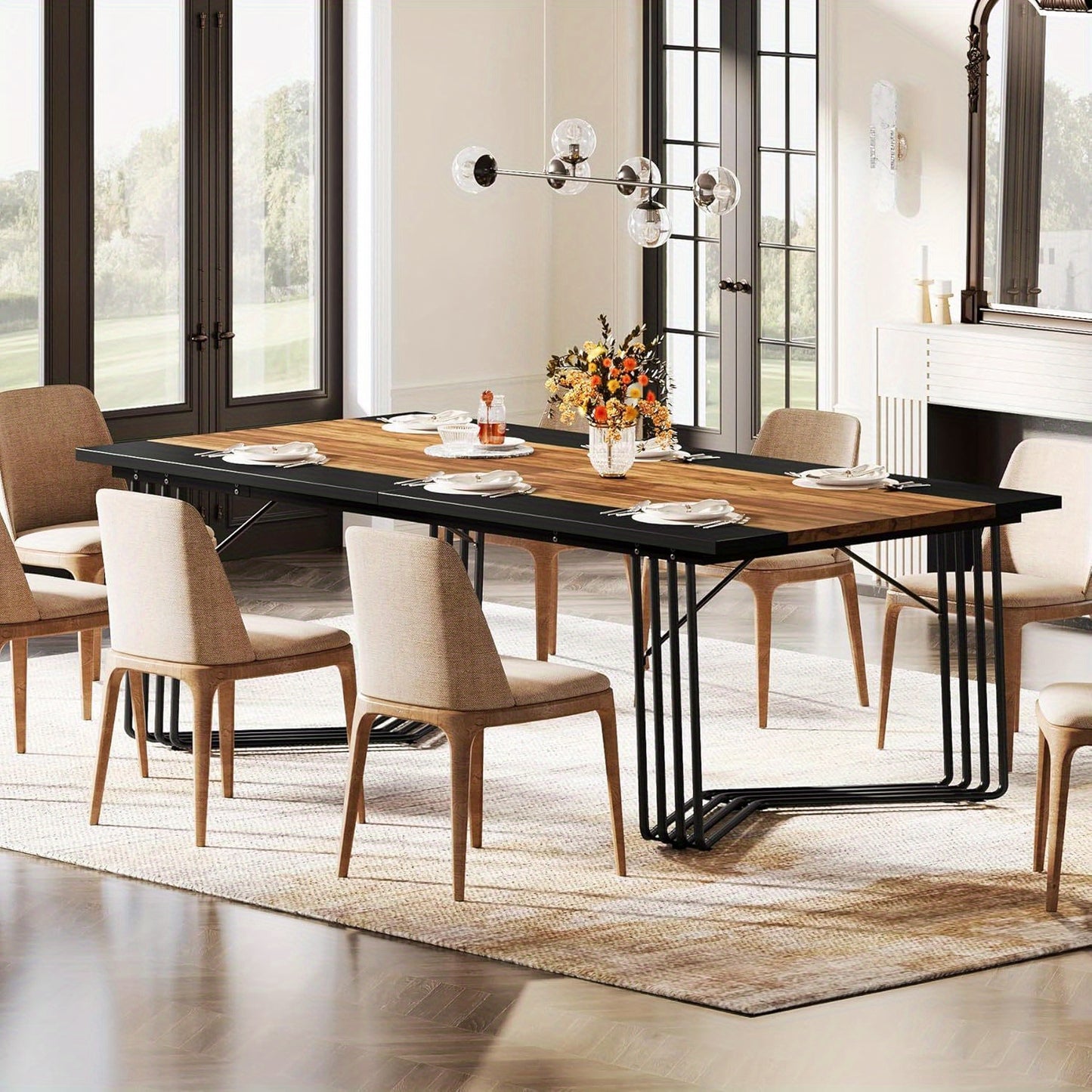 Eettafel – Keukentafel – Tafel – Eetkamertafel – Bureau – Industrieel Metalen Frame – Extra Lang 200 cm Voor 8-10 Personen – Stevig MDF Blad – Gemakkelijk Schoon Te Maken