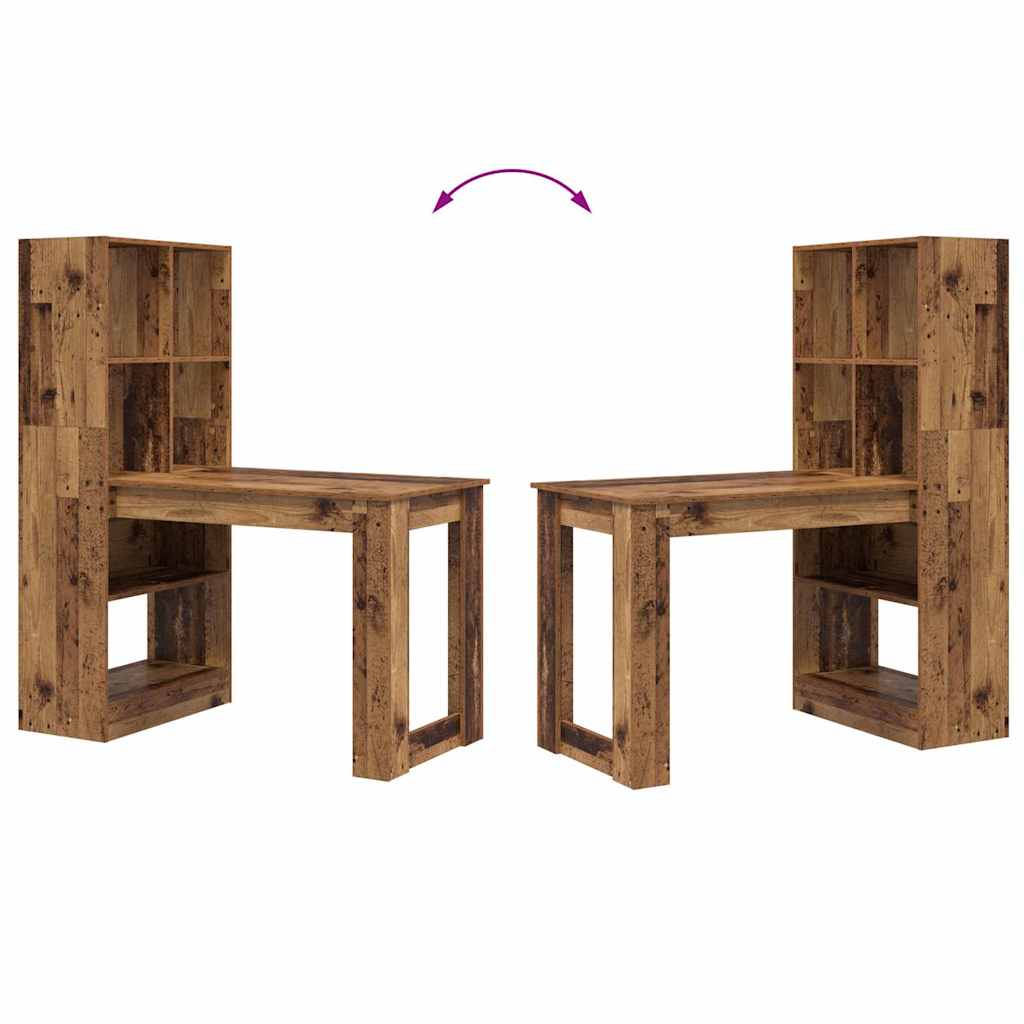 Bureautafel – Schrijftafel – Werktafel – Studietafel – Bureau Old Wood – Robuuste Houten Afwerking – Ruime Opbergruimte