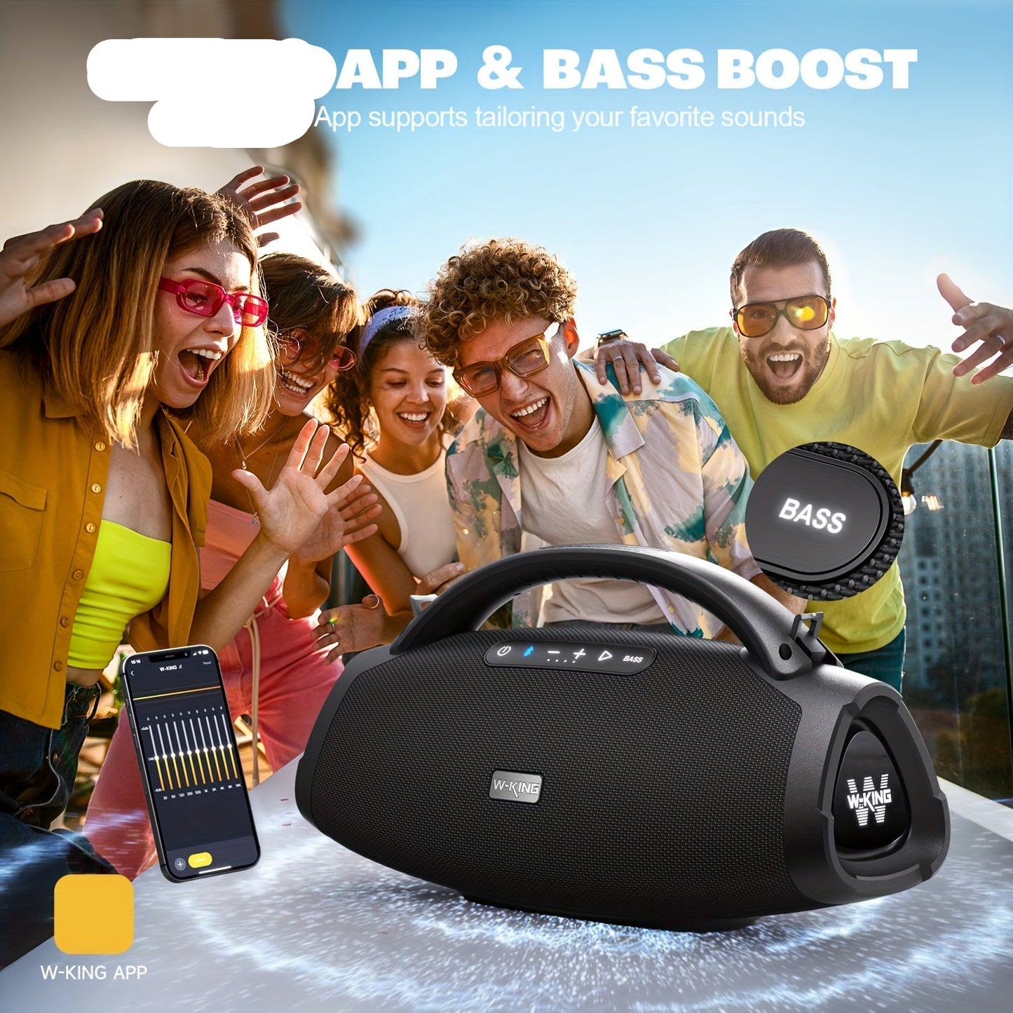 Draadloze Speaker – Bluetooth Speaker – Portable Speaker – Bluetooth Luidspreker – Outdoor Speaker – 250W Krachtig Geluid – EQ App Bediening – Zwart