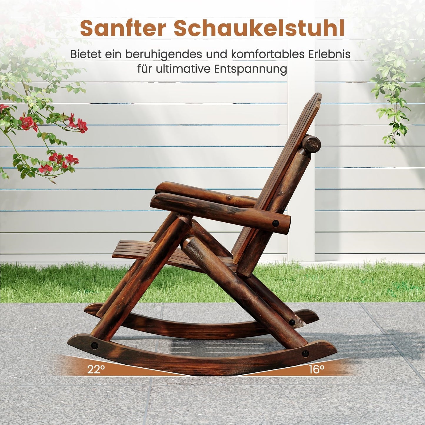 Schommelstoel – Houten Schommelstoel – Schommelstoel Tuin – Schommelstoel Balkon – Schommelstoel Terras – Massief Sparren- en Dennenhout – Ergonomische Hoge Rugleuning