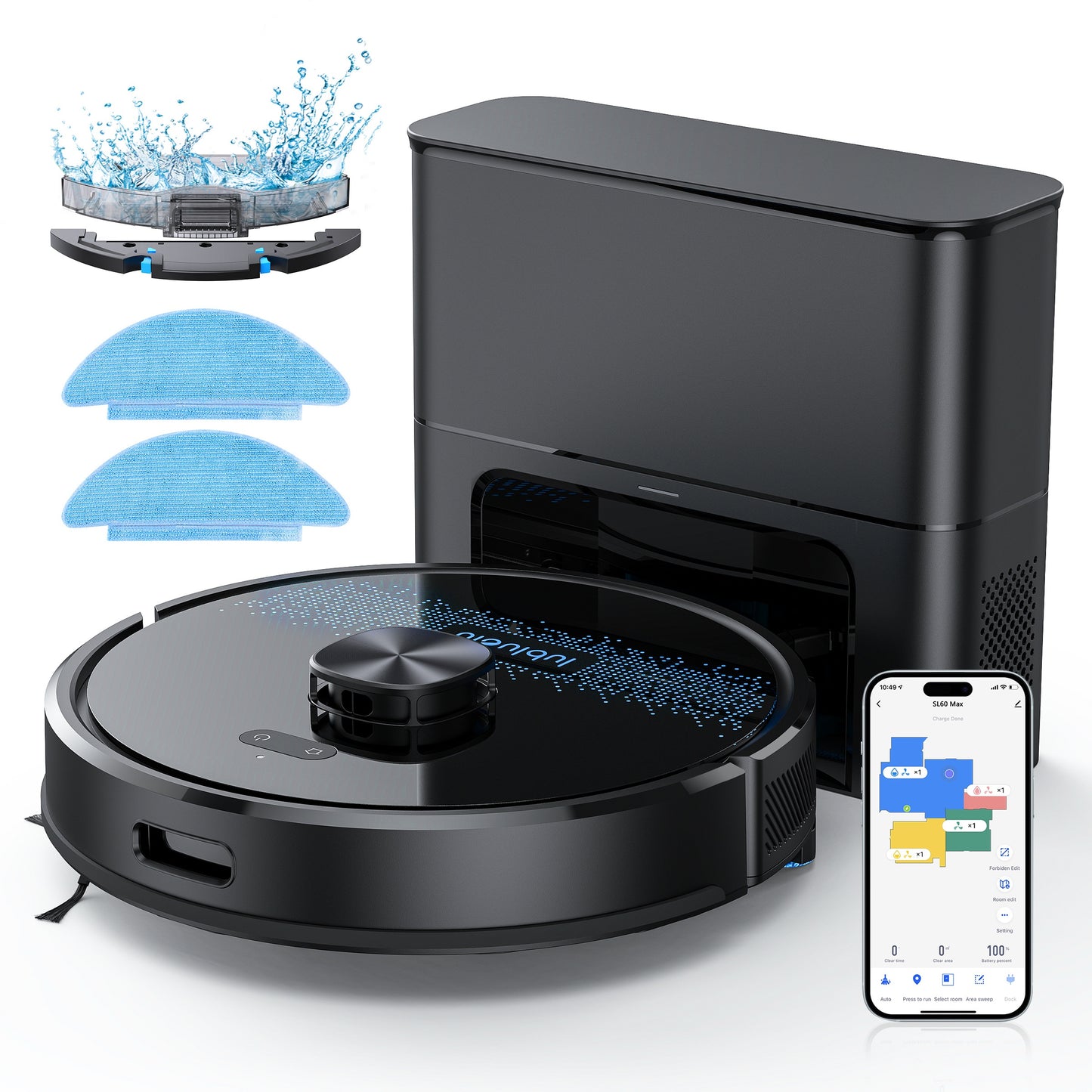 Lubluelu 2025 Latest Robot Vacuum with 5000 Pa Suction, Featuring a 2.5L Self-Emptying Station, 60 Days of Hands-Free Cleaning, a 3-In-1 Design for Vacuuming And Mopping, Wifi/App Connectivity, 24 No-Go Zones, And Mapping