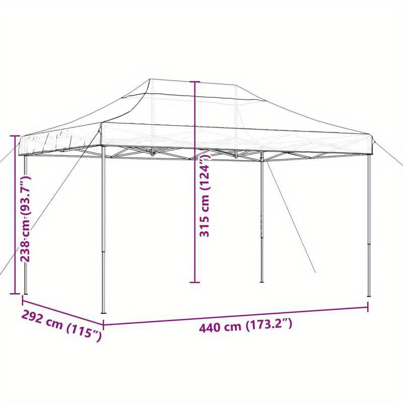 Partytent inklapbaar pop-up 440x292x315cm groen