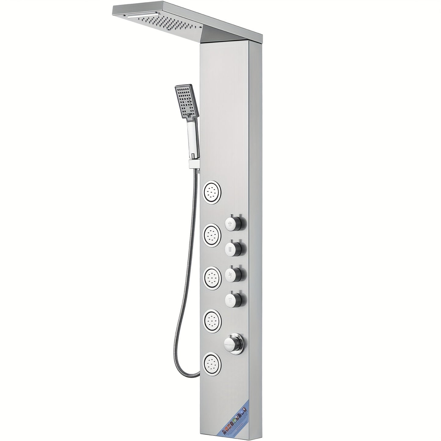 Doucheset – Douchepaneel – Douchekolom – Regendouche – Handdouche – Roestvrij Staal – 4 Douchestanden & 5 Massagejets – Wandmontage 150 cm