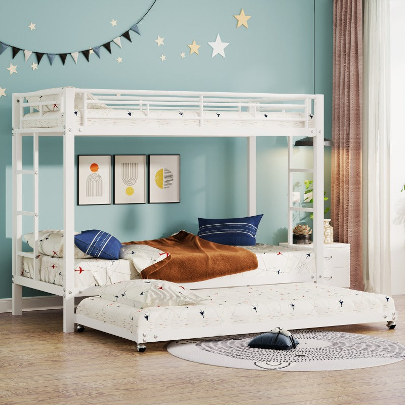 Stapelbed Met Uittrekbed – Stapelbed – Hoogslaper – Twijfelaar Bed – Kinderbed – 90x200 cm – Metalen Frame – Veiligheidsrails