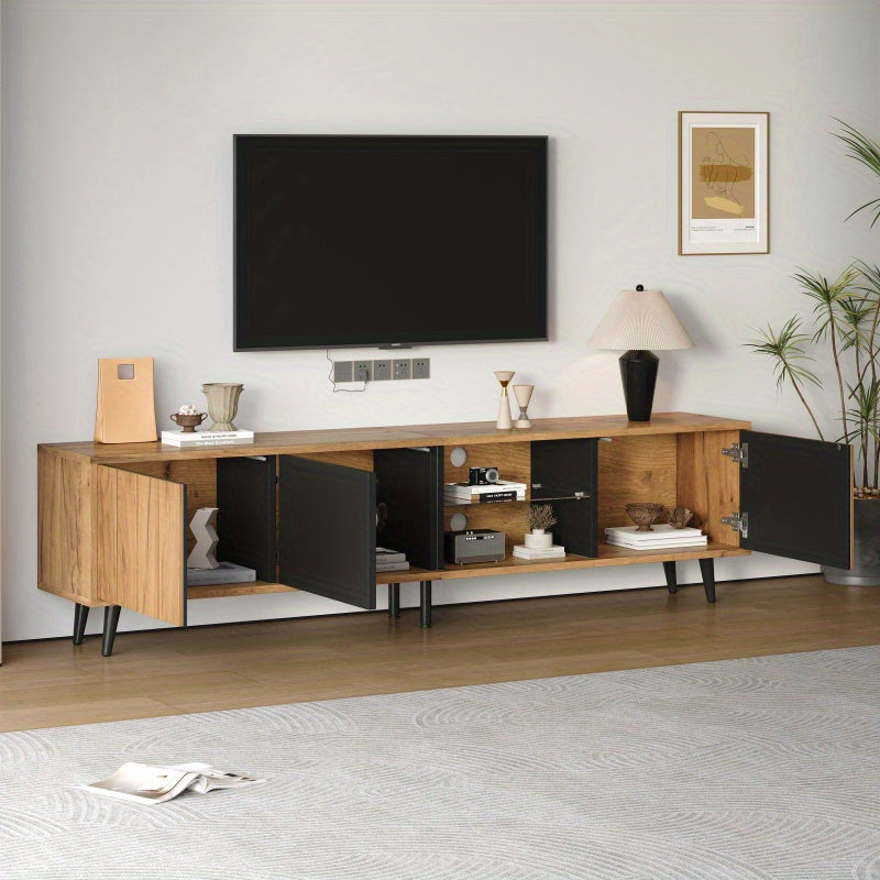 TV-meubel – Tv-kast – Lowboard – Mediameubel – Entertainmentmeubel – Natuurlijke Houttint Variant – 175 cm Breed – Geschikt voor 75 Inch TV