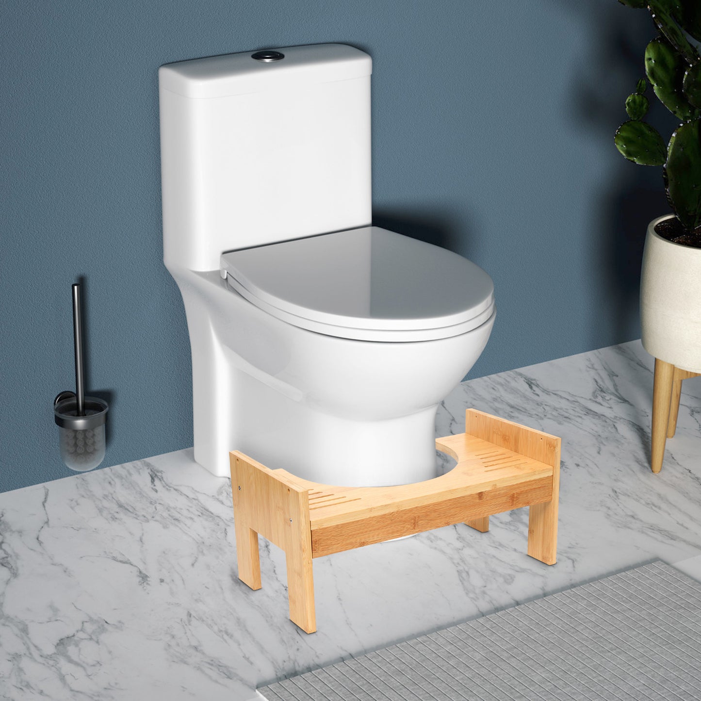 Toiletkrukje – WC Krukje – Opstapkrukje – Poepkrukje – Toiletsquat – Verstelbaar 17,8-22,9 cm – Duurzaam Bamboehout – Compact en Lichtgewicht