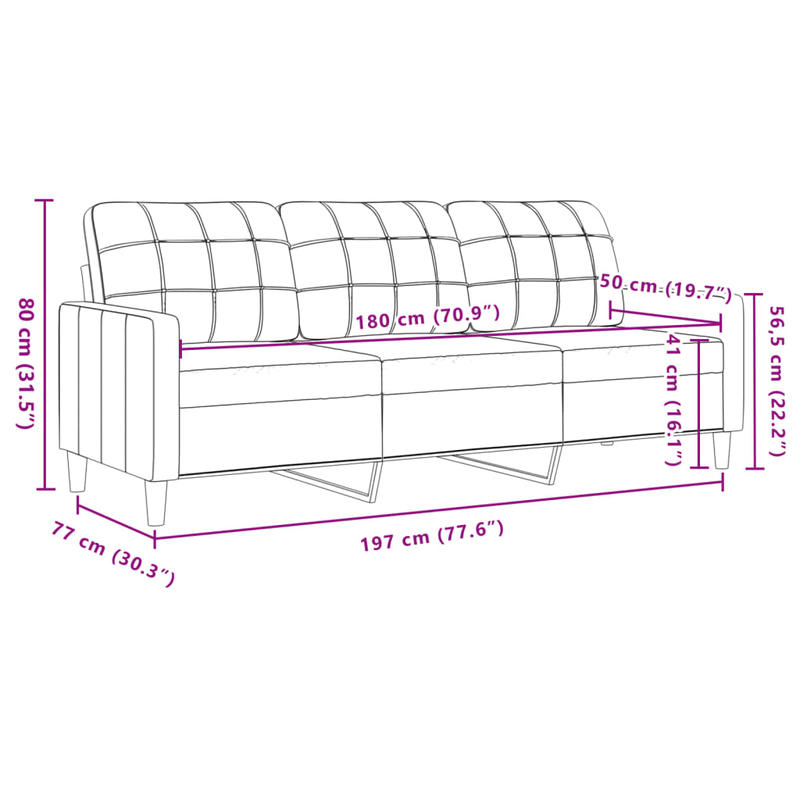 3-zits bank – hoekbank – sofa – loveseat – creme – stevig hardhouten frame – comfortabele polyurethaan kussens