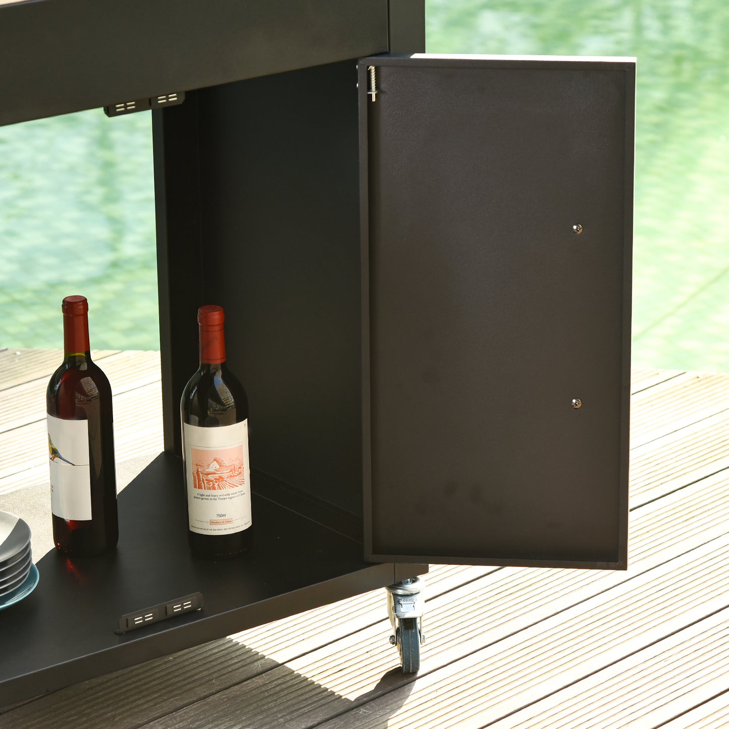 Keukentrolley – Serveerwagen – Keukenwagen – Opbergkast – Rolwagen – Zwart – RVS Handgrepen – Compact 86x50x86,5 cm